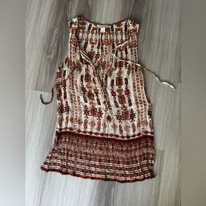 Luck Brand Boho Tie Front Tank